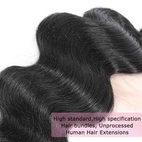 16A Human Hair Bundles 12 14 16 Inch Body Wave Bundles Human Hair 300g Brazilian Virgin Body Wave 3 Pieces Deals Brazilian Quick Weave Extensions Wet and Wavy Extensions Natural Black