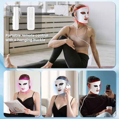 Red Light Therapy for Face, Advanced LED Face Mask Light Therapy, red light therapy Mask - Red, Blue & Infrared Light Therapy for Acne, Wrinkles & Skin Rejuvenation
