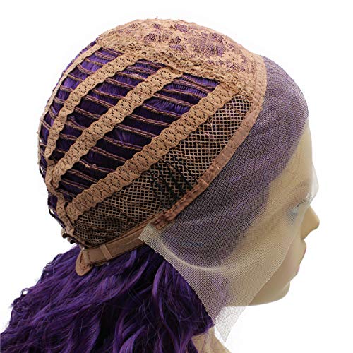 iwonawig Iewig Long Curly Ombre Purple Wig for Women Synthetic Lace Front 2 Tones Heat Friendly Wig