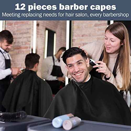 12Pcs Barber Cape 64 x 56'' Large Waterproof Hair Cutting Salon Cape Adjustable Snaps for Hair Dye Salon Stylist Supplies