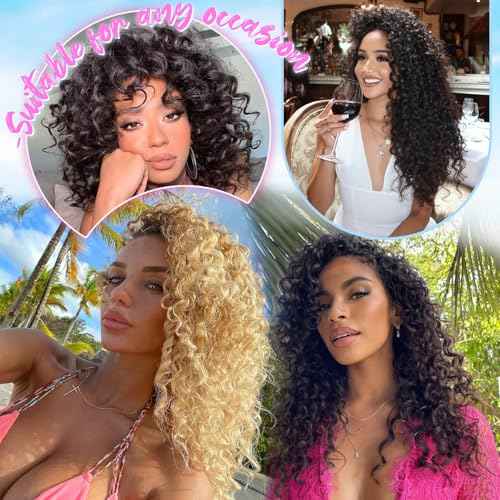 Gowit Pre Looped Deep Wave Crochet Hair 14 Inch 7 Packs Short Curly Black Pre Twisted Ocean Wave Deep Twist Crochet Braids Synthetic Braiding Hair for Black Women