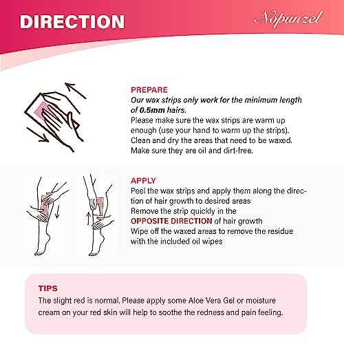 Wax Strips: 64 Waxing Strips - Hair Removal Wax - Brazilian Waxing - Waxing Kit for Women - Body Legs Arms Chest Bikini Back - Wax Kit At Home for Hair Removal - 4 Calming Oil Wipes - 2 sizes