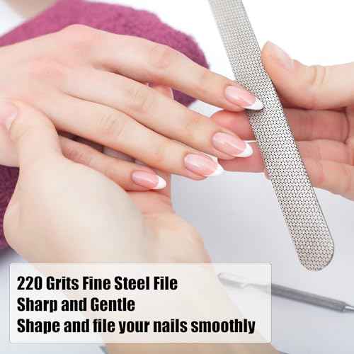 Diamond Nail File with Crystal Nail Shiner Set, Stainless Steel Nail File with Nano Glass Buffer, Metal Sapphire File with Nail Polisher, Professional Manicure Pedicure Kit for Salon Home and Travel