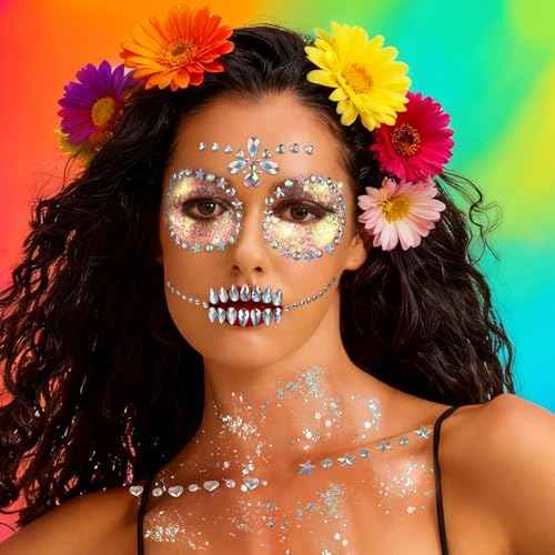 YGDZ Glow in The Dark Body Glitter, Face Glitter Gel, Mermaid Face Gems Kit, Hair Glitter Jewels for Makeup, Festival Outfits for UV Black Light Party, Rave Accessories for Women