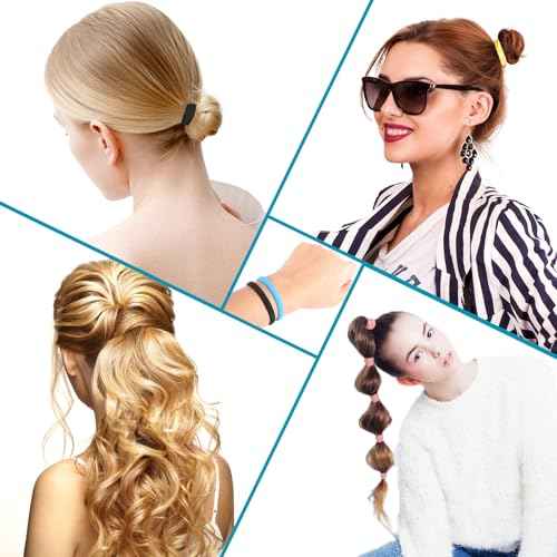120PCS DWKFEOQ Black Hair Ties for Women Girls, Elastic Ponytail Holders, Cotton Seamless Hair Bands, No Damage for Thick Hair, 1.8 Inch in Diameter (Black)