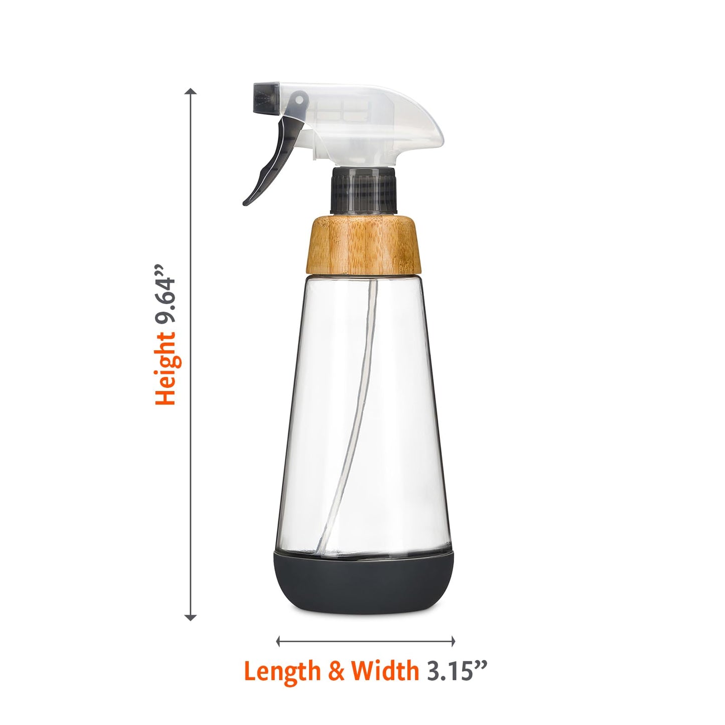 Full Circle Bottle Service-Refillable Glass Spray Bottle-Versatile Stream & Mist Options,Bamboo with Protective Silicone Boot-Ideal for Non-Toxic Cleaning Solutions & Plant Care,16oz,Gray,2 Pack