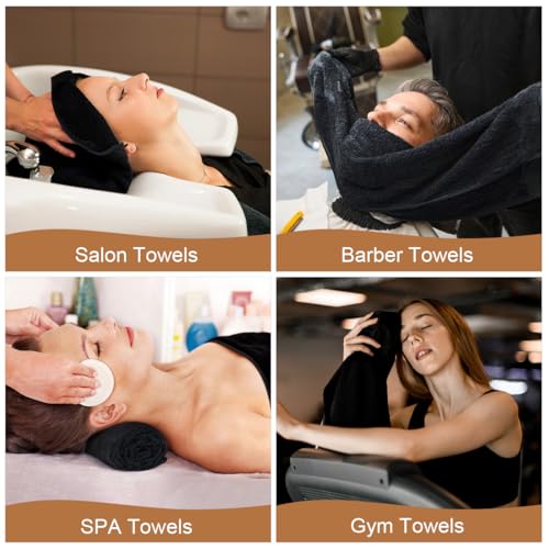 Orighty Salon Towels 48 Pack, Microfiber Hair Salon Towel 16 x 29 Inch, Super Soft and Absorbent Black Towels for Salon, Hand, Gym, Bath, Spa and Home Hair Care, Not Bleach Proof