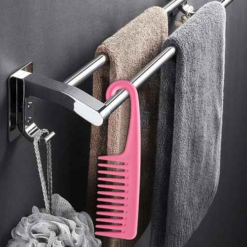 Wapodeai Wide Tooth Comb Shower Comb With Hook, Good for Curly Hair Wet Dry, Premium Tangle Free Combs Pink.