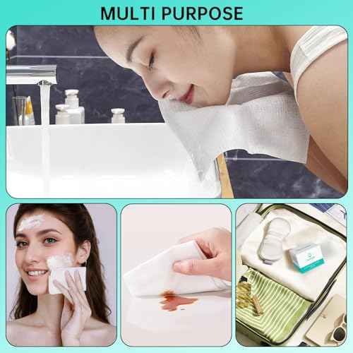 ONLYCARE Disposable Face Towel, Biodegradable Face Towels, 10" x 12" Super Thick Soft Facial Towels, 50Count&15Count Face Towelettes Disposable for Sensitive Skin, Makeup Remover Dry Wipes, 2 Pack