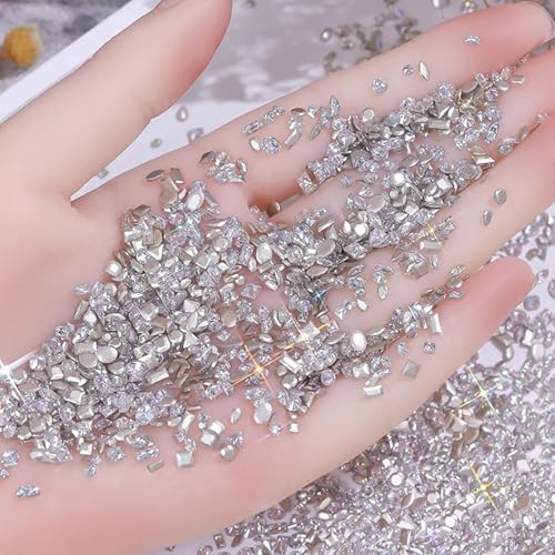HNUIX Nail Rhinestones - 3D Multi Shapes, Flat Back, Mini Shiny Zircon Rhinestones, Caviar Beads, Crystals Nail Gems, for Nail Art