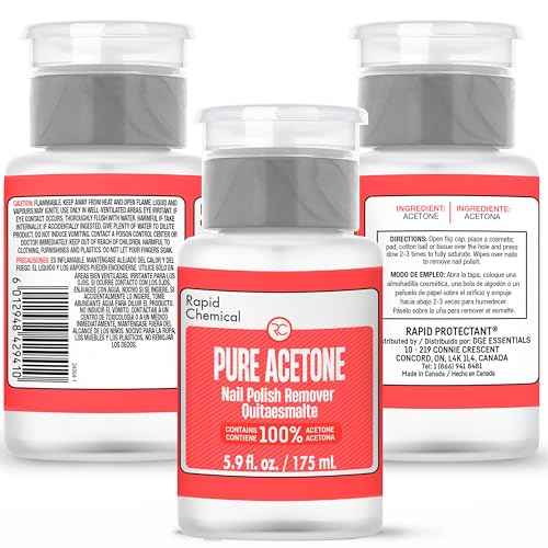 Pure Acetone 100 Percent Nail Polish Remover and Gel Nail Polish Remover With built-in Pump (175ml / 6 fl. oz) 100% Acetone