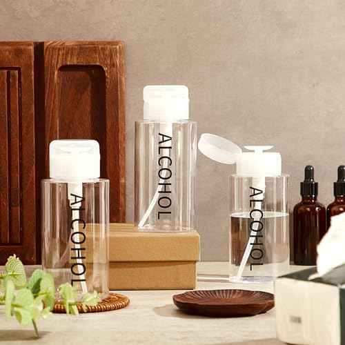 Layhit 1 Pc 10 oz Alcohol Pump Dispenser Bottle Alcohol Push Down Liquid Dispenser Empty Pumping Bottle Refillable Cosmetic Container for Personal, Salon, Nail Care, Hospital Use (Black)