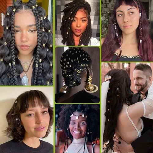 SVNMU 280 Pcs Gold Hair Jewelry for Braids Dreadlock Locs Metal Hair Clips Accessories for Women,Adjustable Hair Cuff Coils Rings Charms Braiding Decoration