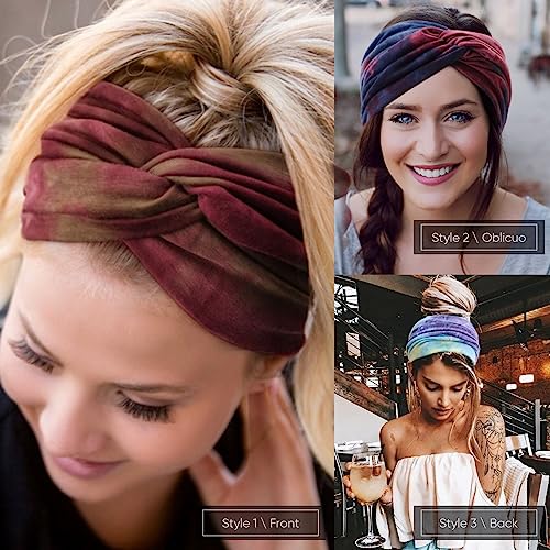 Extra Wide Headbands for Women Large Turban Headband Non Slip Boho Elastic Hairband Hair Twisted Knot Head Bands Accessories