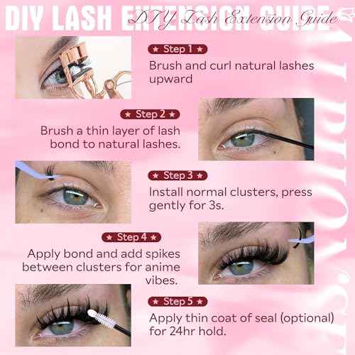 Lash Clusters with Spikes Manga Lash Kit 70D 80D Cluster Eyelash Extensions Kit CC-Curved Wispy Spiky Individual Lashes Kit with Bond Seal Tweezers by ALPHONSE