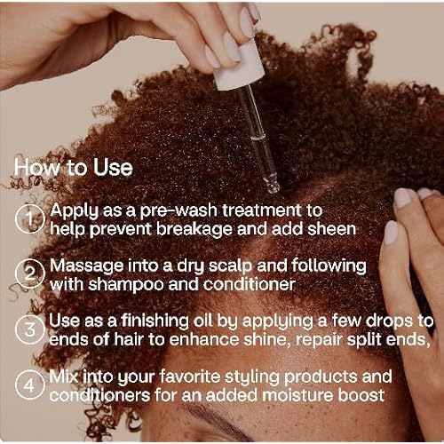 4U by Tia Multi-Use Hair Oil - 3A-4C Hair Type HEMI15 & Vitamin C Hair Balm - Nourish, Repair, Frizz Control, Natural Ingredients (2 fl oz)