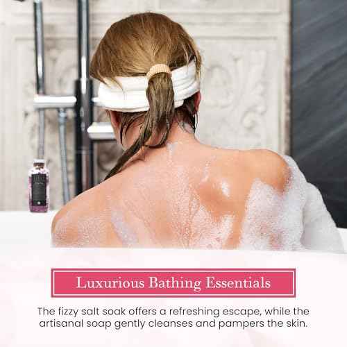 FinchBerry Rosey Posey Gift Set - Ideal Gifts Romantic Occasions, Anniversaries, Birthdays, Women¡¯s Day, Housewarming, or Get Well Soon - Spa Gift Set With Handmade Soap, Fizzy Salt Soak & Soap Dish