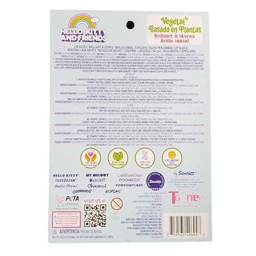 SANRIO Hello Kitty Lip Gloss Hello Kitty & Friends Lip Gloss, Plant Based Multi-Flavored, 7 Lip Glosses