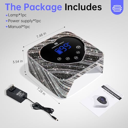 UV LED Nail Lamp 72W Rechargeable Sparkly Nail Dryer Gel Polish Light with 5 Timer Setting Professional Quick Dry Curing Lamp with Display Auto Sensor for Salon & Home, Zebra Diamond