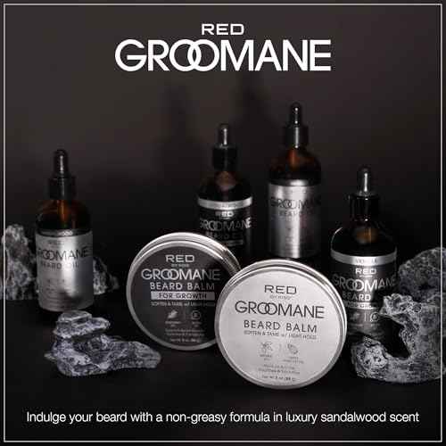 Red by Kiss Groomane Beard Balm Sandalwood, 3oz, Conditioning & Styling with Argan Oil & Sweet Almond Oil, Light Hold, Softens & Tames Facial Hair