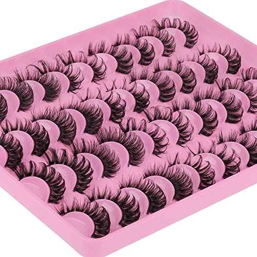 False Eyelashes Russian Strip Lashes D Curly 20 Pairs 5 Styles Pack Fluffy Natural Fake Lashes Look like Eyelash Extensions by Yawamica