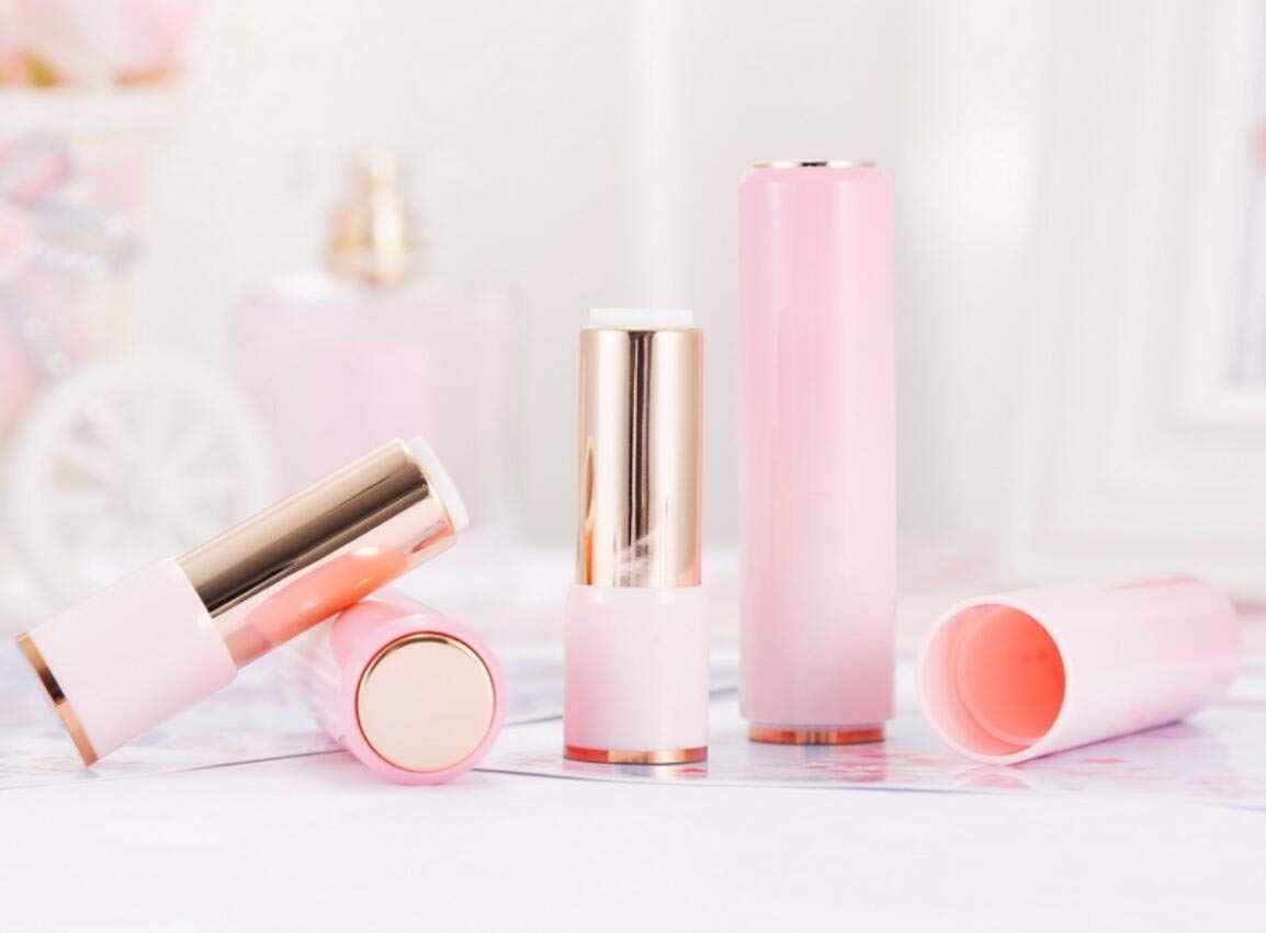 3.5ML Gradient Pink Lipstick Tubes - Cherry Blossom Pink Empty Plastic Lip Balm Container - Round Refillable for DIY Homemade Lipstick, 10 Pack