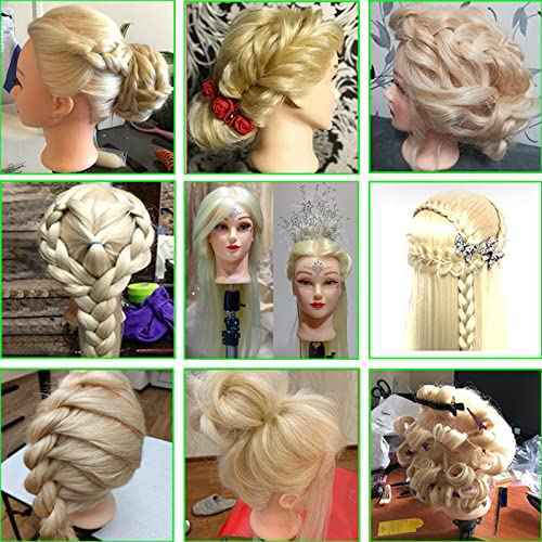 Blonde Mannequin Head with 80% Real Human Hair,28-30inches Long Hair Hairdresser Practice Training Head ,Manikin Cosmetology Makeup Manican Doll Head for Display Braiding Styling Curling