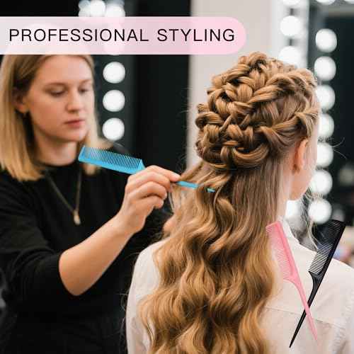 4 Pcs Rattail Combs for Women -Fine Tooth Styling Comb with Ergonomic Handle, Anti-Static Heat-Resistant Professional Hair Parting Tools for Smooth Detangling, Updos & Salon-Perfect Hairstyles.
