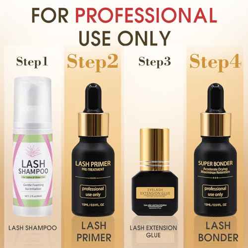 Lash Bonder and Primer Kit for Eyelash Extensions, Glue Accelerator Lash Sealant, Eyelash Extension Primer Protein Oil Remover, Adhesive Makeup Tools for Professional Use (15ml+15ml)