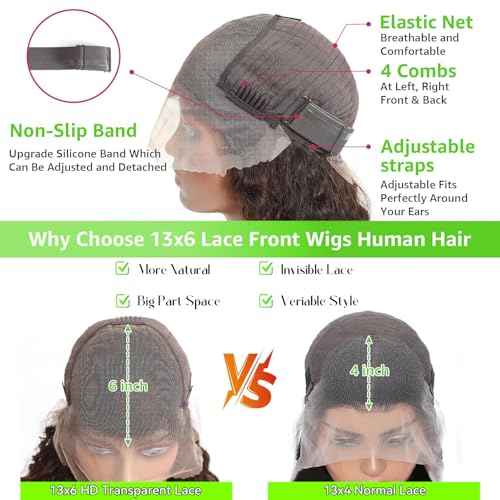 30 Inch Chocolate Brown Deep Wave Lace Front Wigs Human Hair 200 Density 13x6 HD Lace Frontal Wigs Wet and Wavy Curly Brown Color Human Hair Glueless Wig For Women Pre Plucked