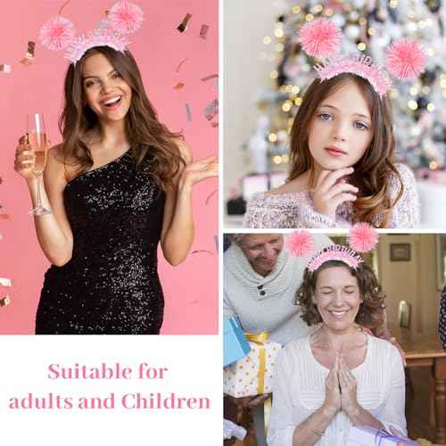 CAVETEE Birthday Crown, Happy Birthday Headband for Women Happy Birthday Decorations for Women Birthday Gifts