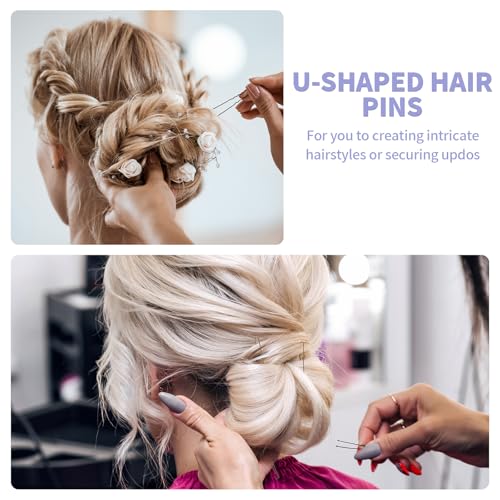 U Shaped Hair Pins -2.4 Inch 250 Count, Professional Hair Styling Pins for Women, Girls, and Hairdressing Salons - Includes Clear Storage Box for Updos and Bun Hair (Black)