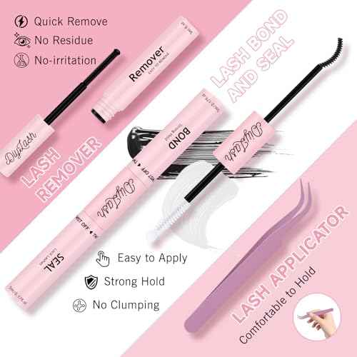 Fairy Lash Clusters Kit Spiky Manga Lash Clusters D Curl 144Pcs 8-18mm Lash Extension Kit Wispy Invisible Band Lashes Kit with Bond and Seal,Remover,Applicators DIY at Home(Fairy)