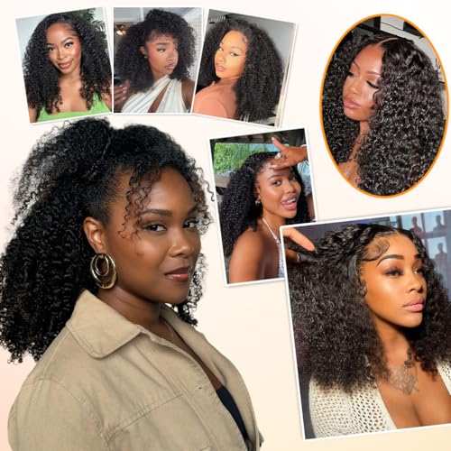 Kinky Curly Bundles Human Hair 12 14 16 Inch Human Hair Bundle 100% Unprocessed Brazilian Virgin Hair 3 Bundles for Black Women Weave Extensions Natural Black