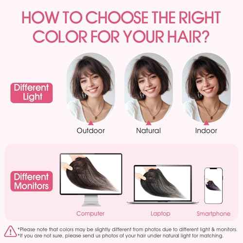 Hairro Human Hair Toppers with Wispy Bangs, 3D 360¡Æ Seamless Real Hair Toppers, Hand-Tied with 3.5"x4.7" T-shaped Base, Clip-In Hairpieces to Add Volume on Top, 11 Inch Dark Brown