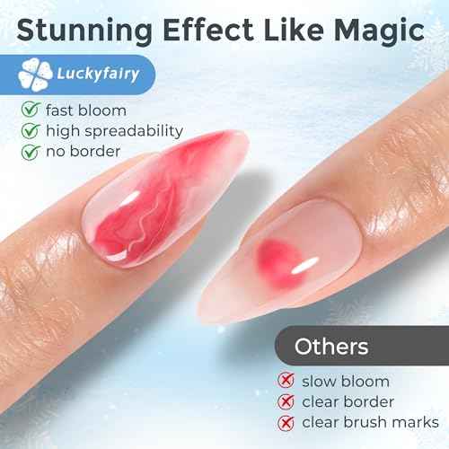 Blooming Gel Nail Polish Clear: 15ml Nail Blooming Gel Uv Led Blossom Nail Art Accessories Stuff for Spreading Effects, Marble Watercolor Christmas Floral Print Nails Art Design Magic Gift