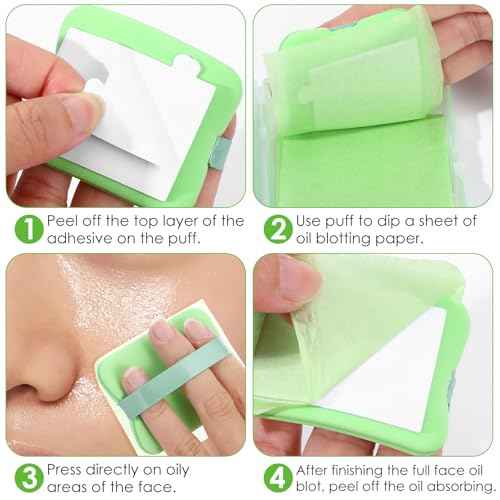 300 Sheets Oil Blotting Sheets for Face with Mirror and Puff | Face Oil Absorbing Sheet | Oil-Control Paper for Oily Skin | Summer Essentials for Women Absorb Excess Oil, Makeup Friendly