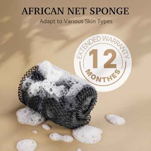 CORATED African Net Sponge Authentic, Shower Loofah Exfoliating Bath Sponge, Body Scrubber for Women and Men Daily Use Body Care, Travel Portable Bath Accessories for Bathroom (Brown & Dark Green)