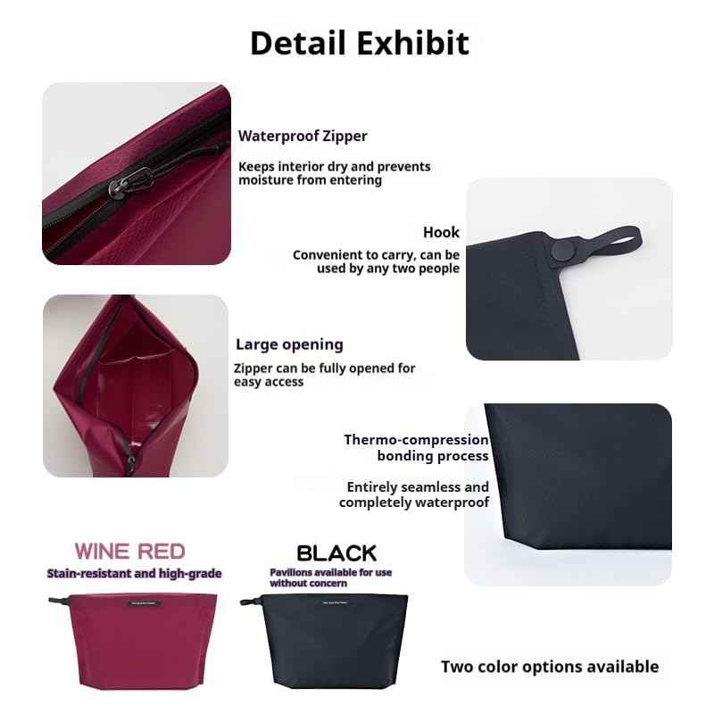 Bee Nesting Waterproof Toiletry Bag, Lightweight Makeup Pouch, Hanging Travel Pouch, Large Capacity Toiletry Case for Business Trips, Travel, and Hot Springs (Wine Red)