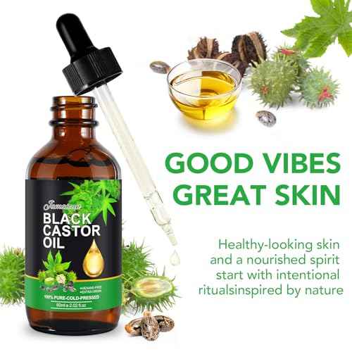 NIFEISHI Castor Oil, Jamaican Black Castor Oil Organic Cold Pressed Unrefined Glass Bottle, 100% Pure and Organic Castor Oil for Hair Growth Eyebrows Eyelashes Skin Use