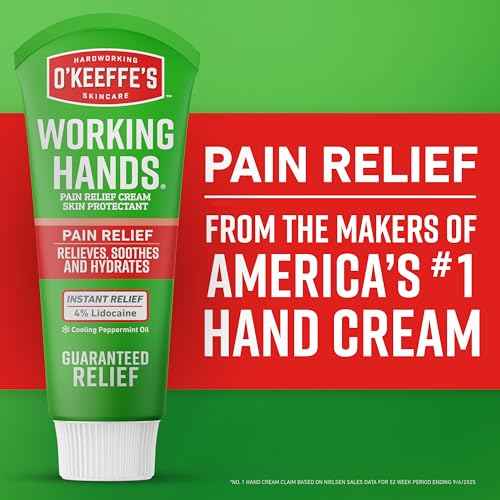 O'Keeffe's Working Hands Pain Relief Cream Skin Protectant with 4% Lidocaine and Cooling Peppermint Oil for Instant Relief from Pain, Itching, Irritation and Dryness, 3oz Tube