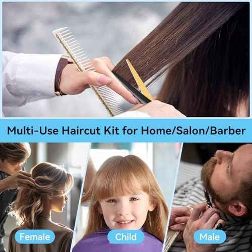 14-Piece Professional Hair Cutting Scissors Kit ? Stainless Steel Hair Shears, Barber Scissors, Thinning Shears & Razor ? Hair Cutting Kit for Men/Women/Kids ? Barber Supplies & Accessories