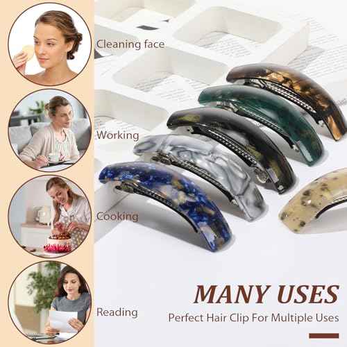 WILLBOND 6 Pcs Hair Barrettes for Women Large Barrettes Hair French Clips Pin Retro Clasp for Mom Gifts Women Accessories, 6 Colors (Dark,Elegant)