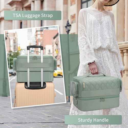 OCHEAL Nail Polish Organizer, Holds Nail Lamp and 45+ Bottles 2-in-1 Nail Polish Storage Case,Detachable Nail Techs Gel Kit Supplies Carring Bag for Manicurist Tools 45-Slot Nail Holder-Green