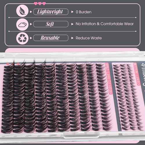 Spikes Lash Clusters Wispy Eyelash Clusters with Bottom Lashes Spiky Volume Cluster Eyelash Extensions Thick Cluster Lashes D Curly 5-18MM 60D DIY Individual Lashes by Lvmixwig