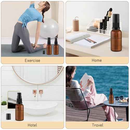 10 Pack Empty Amber Glass Pump Bottles Refillable Cream Lotion Bottles Travel Cosmetic Dispenser Bottle for Sample,Liton,Cream,Liquids Aromatherapy and More (30ml/1oz)