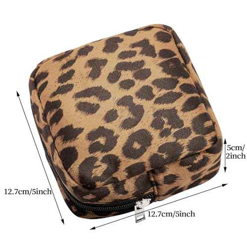 Fabric Leopard Print Makeup Bag Travel Cosmetic Case Soft Toiletry Bag with Zipper, Portable Make Up Organizer Traveling Compact Car Bag for Essentials (Brown)