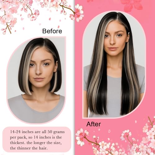 Micro Beads Hair Extensions Real Human Hair Brown Micro Loop Human Hair Extensions 16 Inch #1B/613 Straight Remy Human Hair Micro Link Hair Extension 1g/Strand 50g(#1B/613, 16inch)