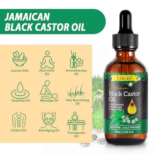 Uocasi 2Pack Jamaican Black Castor Oil, 100% Pure Cold Pressed in Glass Bottles, Body Massage, Hair Growth, Eyebrow Nourishment, 4.04 Oz