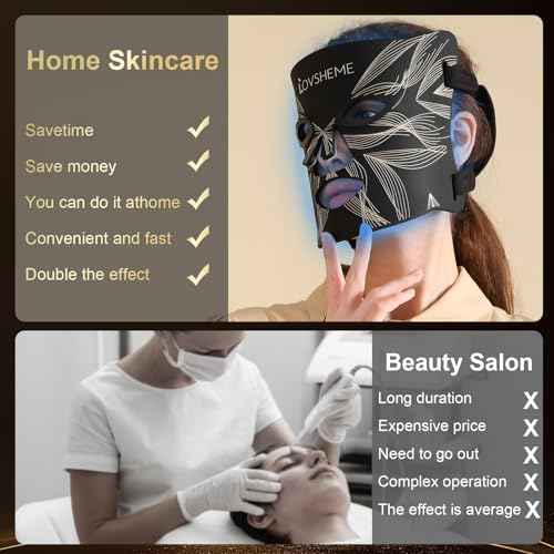 Red Light Therapy for Face, LED Face Mask Light Therapy, Omnilux Red Light Therapy Mask for Wrinkles, Acne, Skin Rejuvenation, 320 LEDs, 3 Modes, 10-Min Auto Off, Eye Protection Included